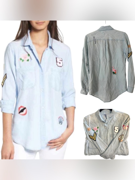 Rails Tops - Rails Chambray Patch Button Down Shirt